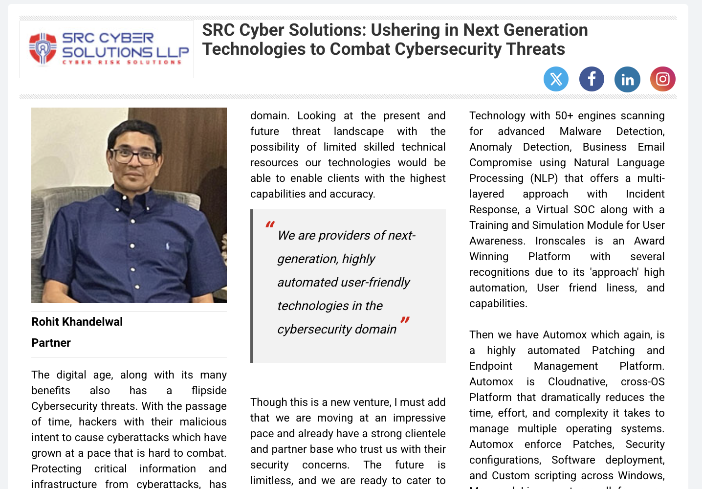SRC Cyber Solutions: Ushering in Next Generation Technologies to Combat Cybersecurity Threats