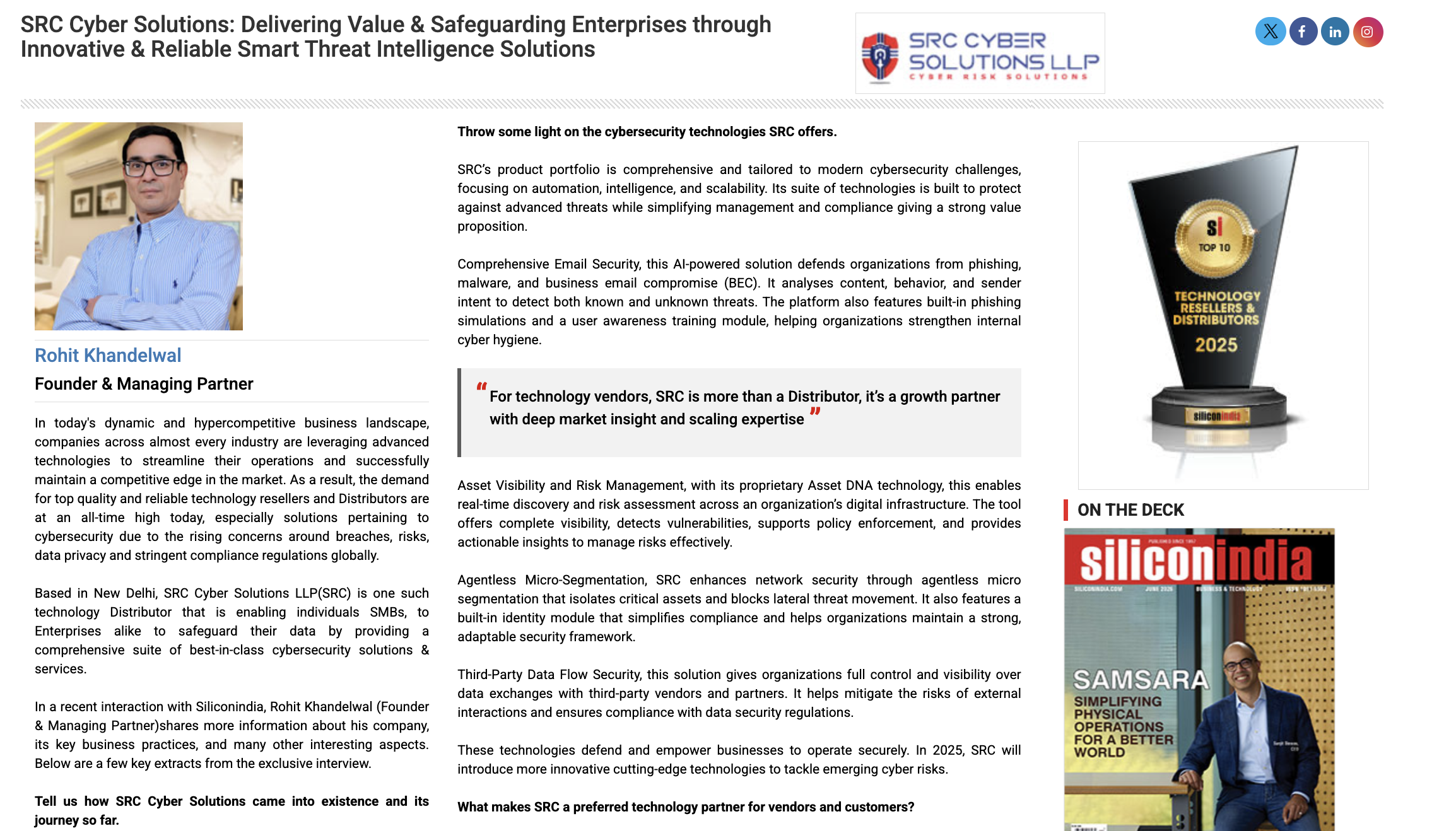 SRC Cyber Solutions: Delivering Value & Safeguarding Enterprises through Innovative & Reliable Smart Threat Intelligence Solutions